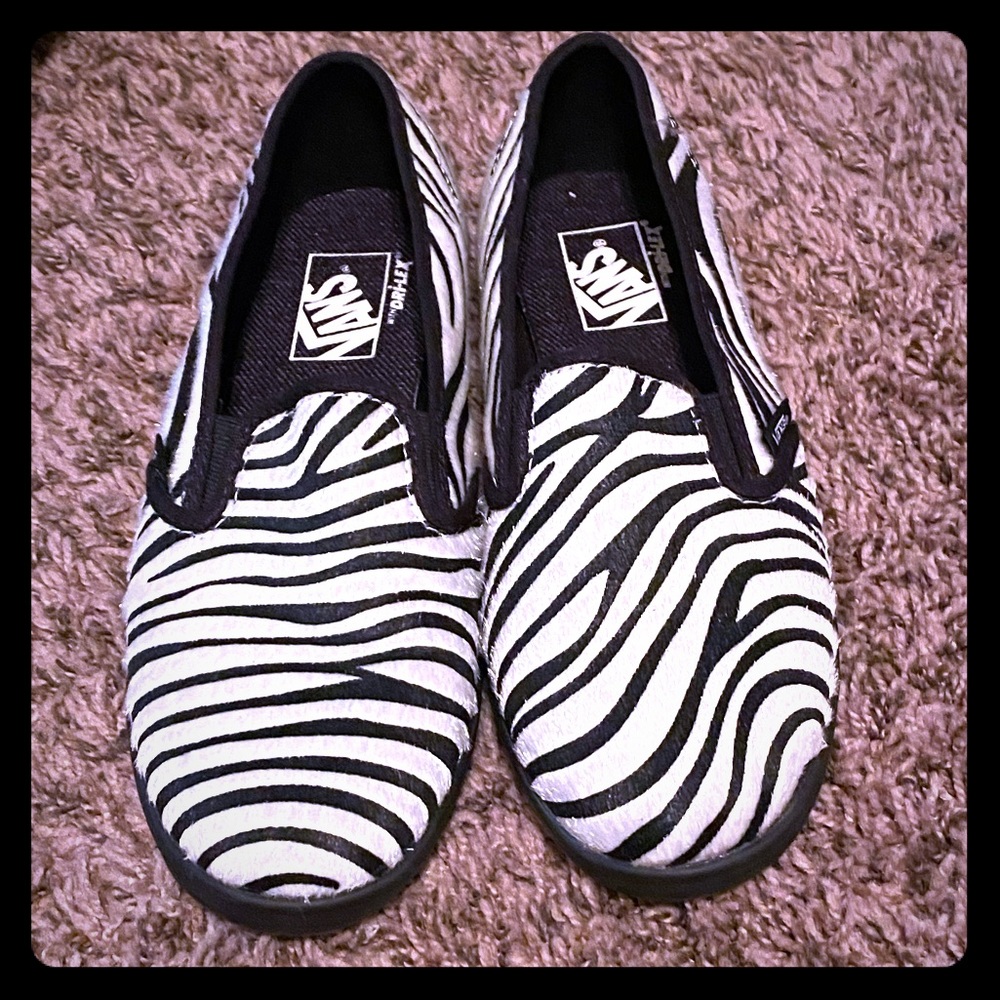 COPY - Vans Zebra fuzzy slip-on shoes NWT
